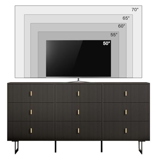 Modern Chest of Drawers with 9 Drawers,Deep Drawers,Clothes Organizer,Large Storage Cabinet for Living Room, Bedroom,Hallway,with Anti-Tipping Device,Matte Black - Image 6