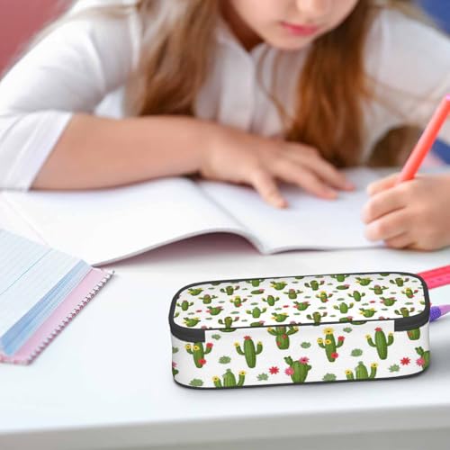 Image of Cactus Flowers Pencil Case Organizer Plants Desert Tropical Green Red Stationery Box Makeup Box School Supply for Boy Girl Men Women