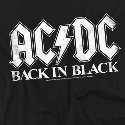 T-shirt AC/DC mixte en coton noir imprimé Back in Black rock - 5