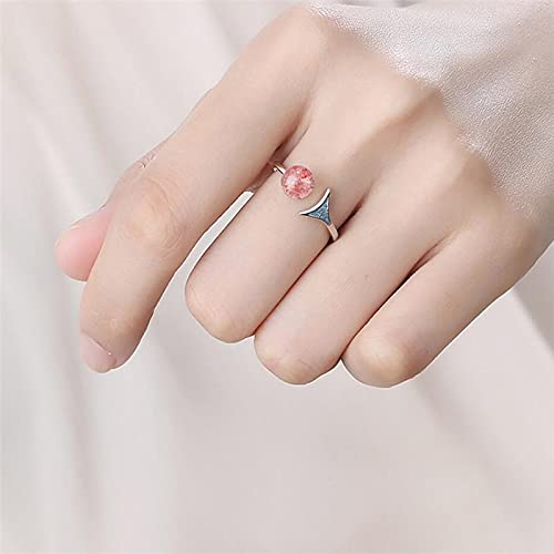 Bague queue de poisson bleue en argent ajustable pour style mignon