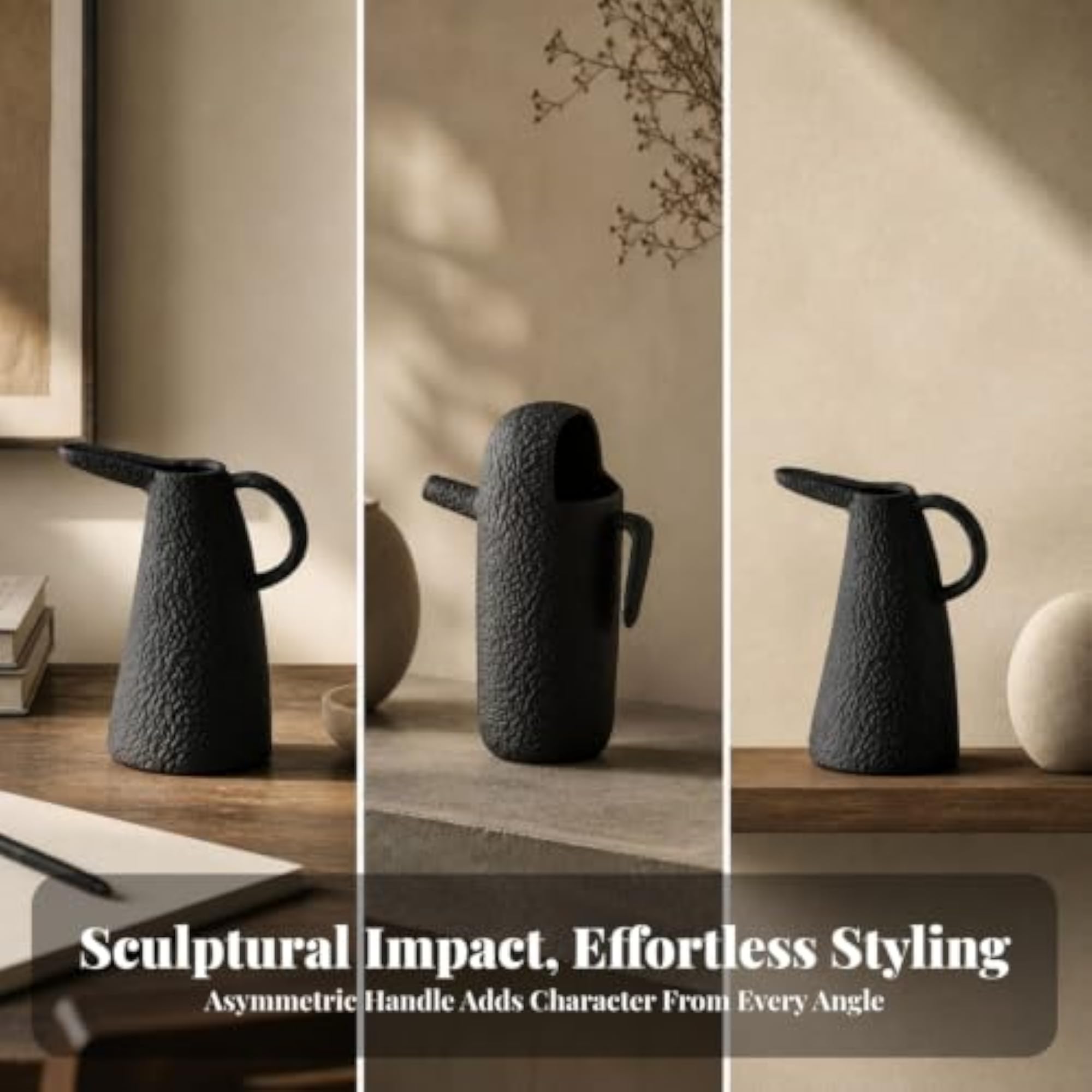 Textured Resin Decorative Pitcher with Handle