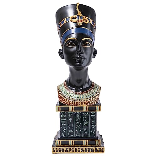 lachineuse - Buste Égyptien Néfertiti 34 cm - Buste Reine Égyptienne - Statue Décoration Égyptienne - Figurine Objet Égyptien - Coloris Noir & Or avec...