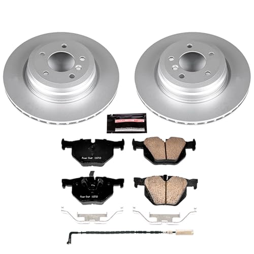 Image of PowerStop Rear Brake Kit for BMW 330i 2006 |330xi 2006 |335d 2009-10 |BMW 335i xDrive 2009-10 |BMW 335xi 2007-08 - Fully-Coated Disc Rotors with Z23 Carbon-Fiber Ceramic Brake Pads Upgrade, CRK045