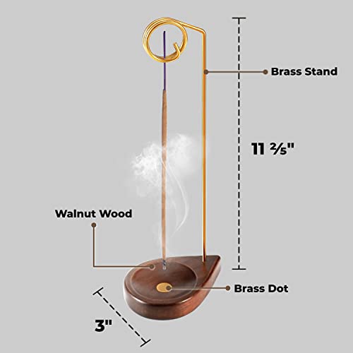 Curawood-Incense-Holder-for-Sticks-114-Tall-Reverse-Style-Incense-Burner-Holder-with-Mess-Free-Ash-Catcher-Tray-Modern-Minimalist-Design-Incense-Sticks-Holder-with-Brass-Walnut-Wood-Elements Curawood Incense Holder for Sticks 114 Tall Reverse Style Incense Burner Holder with Mess Free Ash Catcher Tray Modern Minimalist Design Incense Sticks Holder with Brass Walnut Wood Elements