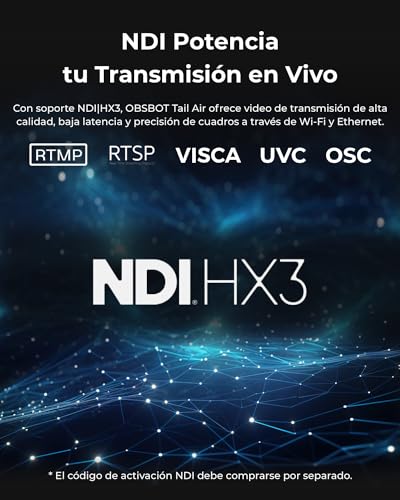 Ficha técnica OBSBOT Tail Air Cámara NDI 4K con Seguimiento AI PTZ App Inteligente Control Gestual Webcam HDMI USB-C Sin Cable para Youtube Iglesia Creadores de Contenidos - Fernando Cortés