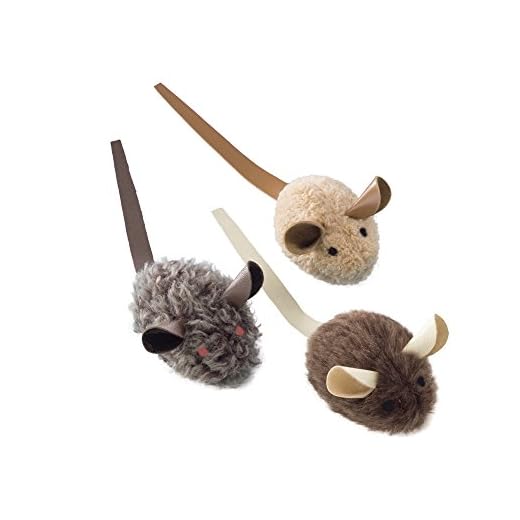 Nobby Plüschmaus mit Lederschwanz, klein, 6 cm, 1 Packung (1 x 3 Stück)