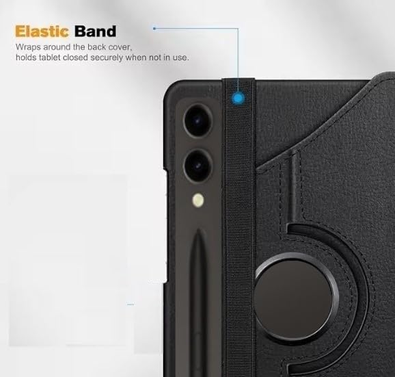 Image of HyperCase Flip Case Cover for Samsung Galaxy Tab S11 Ultra 14.6 inch Leather Stand Smart Case Cover 360 MultiAngle Rotatable Case Cover, Black