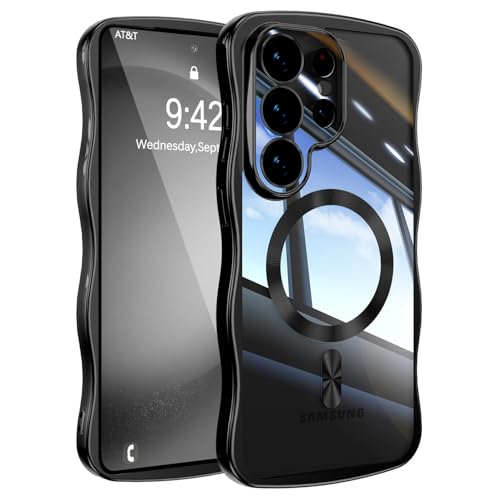 UEEBAI �Ή� Samsung Galaxy S26 Ultra 5G �p�� �P�[�X ������ TPU �d�C���b�L ���H �E�F�[�u�f�U�C�� �X�}�z�P�[�X MagSafe�Ή� �N���A ���� �l�C ������� �P�[�X ���^ �y�� �ϏՌ� �d�t �g�^ �o���p�[