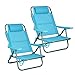 RR Pack de 2 Sillas de Playa Reclinables Plegables con Reposacabezas | Sillas Portátiles para Jardín, Camping, Piscina, Terraza | Estructura de Aluminio Ligera y Tela Transpirable Resistente