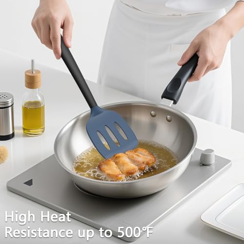 Image of Coukre 3 Pack Silicone Spatula Set, Heat Resistant to 500F, BPA-Free
