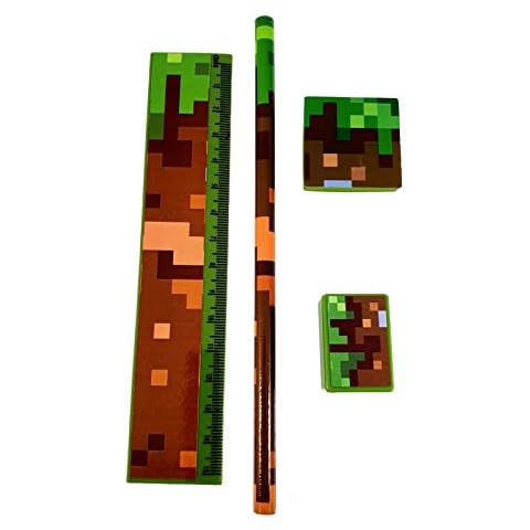 Army Camouflage Pixel Design 4 Piece Stationery Set Pencil Ruler Eraser Sharpener Cover