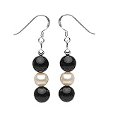  Ohrringe Ohrhänger aus Onyx & SüÃŸwasserperlen 925 Silber Ohrschmuck Damen