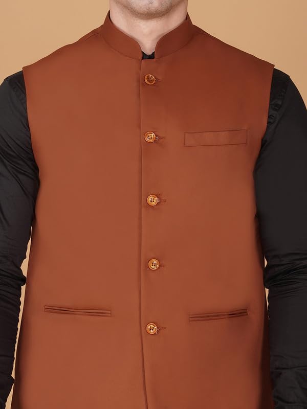 Image of Vastraa Fusion Bandi Modi Koti, Nehru Jacket for Men, Cotton Waistcoat for All Occasion: Diwali, Wedding, Ethnic, Office Party, Formal & casual Look