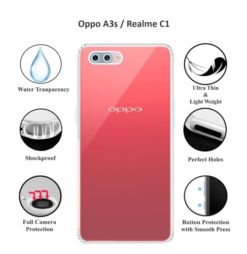 Image of COVERBLACK Rubber Silicone Back Cover for Oppo A3s - Transparent