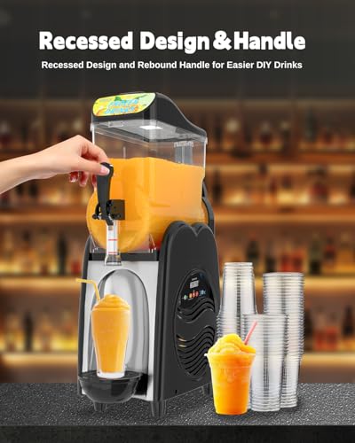 GSEICE Máquina De Raspadinha Para Uso Doméstico, 4 Galões, Aço Inoxidável, Máquina De Raspadinha Única Para Margaritas, Bebidas Congeladas Slushy'S, 110 V/60 Hz, Máquina De Bebidas Congeladas Para - Imagem 5