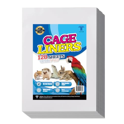 Image of T TORTO9 Bird Cage Liner - 120 Paper Sheets, 9 inch x 12 inch, 0.87 lb - Ideal for Pet Habitats, Bulk Pack for Long-Lasting Use, Newsprint Texture, Convenient Parcel Packaging