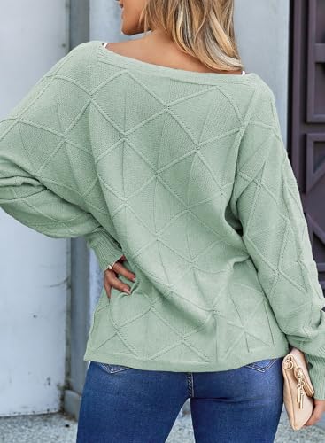 Image of EVALESS Casual Crewneck Sweaters for Women Fall Winter 2026 Lightweight Long Batwing Sleeve Pullover Sweaters Tops Clothes