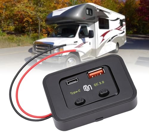 aqxreight 12V 24V Dual USB Car Charger Socket Panel with QC3.0 Type C Fast Charging 30W 18W for RV Marine Boat ATV Motorcycle Truck Bus - 2