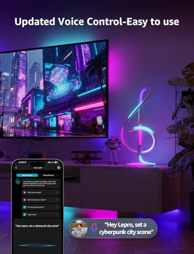 Lepro TB2 AI Smart Table Lamp, RGB+IC Addressable LED Lamps Alexa Google Home Enable, APP Control DIY Color Changing Modern Spiral Lamp, Music Sync, AI Generated Lighting LLM, 2.4 GHz WiFi/Bluetooth image 3