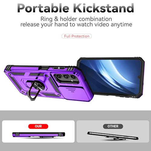 for Samsung Galaxy A25 5G Case with Camera Lens Cover HD Screen Protector, Dual Layer Military-Grade Drop Tested Magnetic Ring Holder Kickstand Protective Phone Case for Samsung Galaxy A25 5G (Purple) by M MAIKEZI - Used condition - Image 6