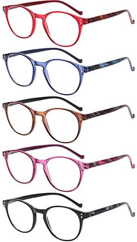 NORPERWIS 5 Pairs Reading Glasses - Standard Fit Spring Hinge Readers Glasses for Men and Women (Black Purple Red Blue Brown, 1.00)