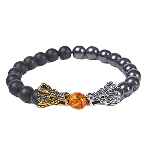 Bracelet en pierre de lave et tête de dragon de 16.7CM, le cadeau idéal mixte
