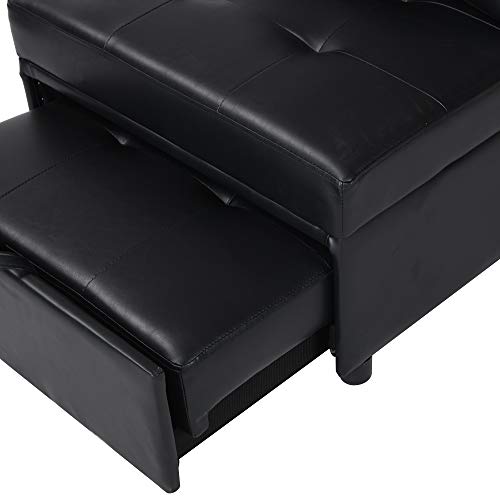 AUKUYEE Sofa 4 in 1 Sleeper Convertible Chair Multi-Function Guest, Folding Bed, Storage Ottoman, Black