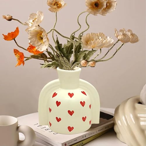 Image of Amazon Basics Modern Art Ceramic Flower Vases | for Home Decor (Pack of 2 | Multi-Colour)
