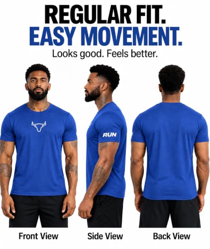 Image of Peppyzone Quick Dry Sports T Shirt for Men | Lightweight Breathable Gym T-Shirt | Regular Fit Workout Tee for Running, Training & Everyday Activewear