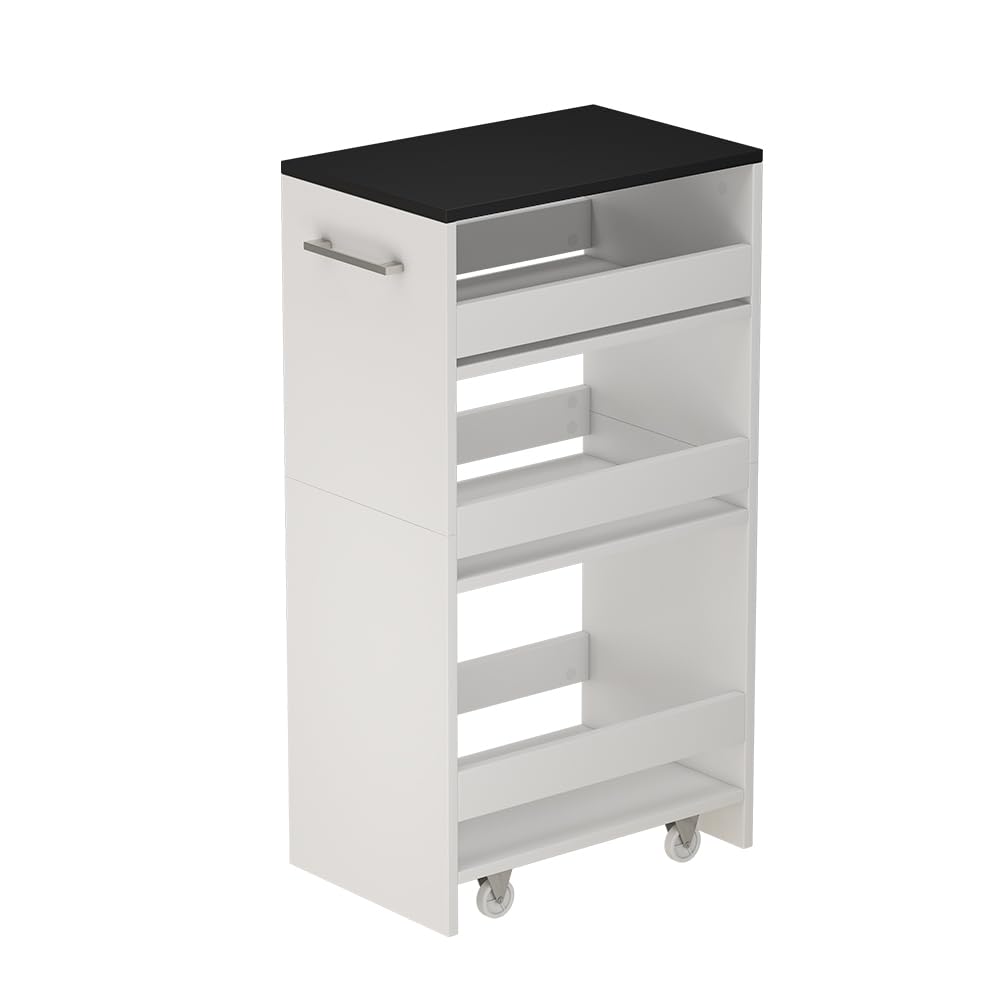 Vicco Caisson à roulettes Rivo, Blanc/Anthracite, 30x84.8cm | avec roulettes et surfaces de rangement ouvertes pour une utilisation flexible