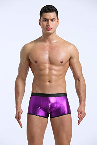 Men Shiny Liquid Metallic Underwear Bikini Swimsuit Boxer Brief Trunks2