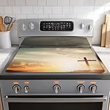 Stove Top Cover for Electric Stove,The Cross The Sunrise Anti-Slip Heat Resistant Rubber Flat Top Oven Cover Mat, Dish Drying Mat 28.5'' x 20.5''