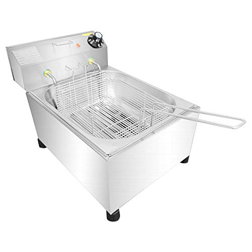AIZHIYI Fritadeira Elétrica Profissional 1 Cuba 5 Litros Aço Inox 110V, 2500W