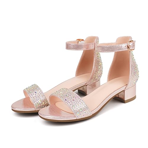 Girl's Low Heel Sandals Ankle Strap Dress Shoes Open Toes Summer Wear for Kids2