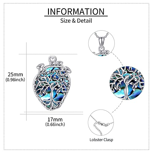 Image of ONEFINITY Anatomical Heart Necklace Sterling Silver Tree of Life Anatomical Heart Necklace Heart Disease Awareness Jewelry Gift for Cardiologist Doctor Nurse