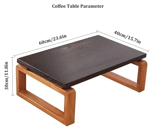 Table basse japonaise pliante rectangulaire noire 60x40x30 cm