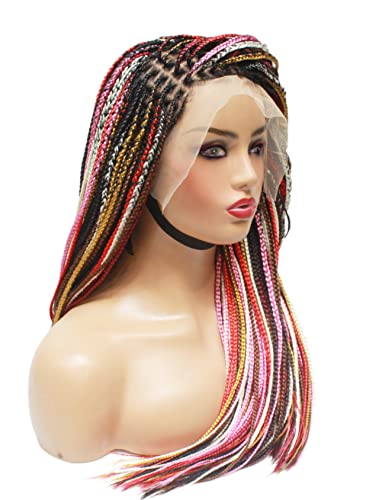 Braided Wig- Pink Braids Wig For Black Women- Knotless Braids- Knotless Braided Wig- Box Braids #TOP1