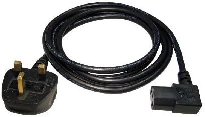 rhinocables IEC C13 Extension Cord Power Cable Lead with UK Pin Plug 13 amp, Single Socket for Monitor, Kettle, PC, Computer Mains Power Supply, Black (2m Right Angle)