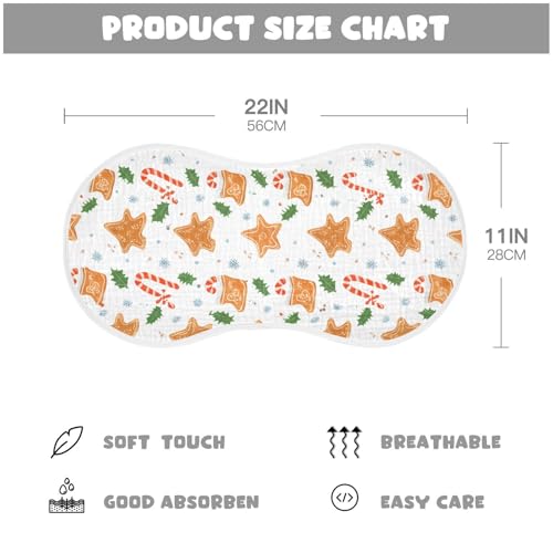 2 Pack Baby Burp Cloths, Soft Absorbent Burping Cloths for Babies, Cotton Milk Spit Up Rags, Large Size for Newborns, Baby Boys and Girls (Gingerbread Joy Pattern)4