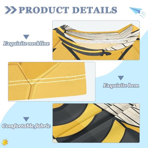 Boys Short Sleeve T-Shirts Yellow Bees Insect Funny Rashguard Kids Swim Shirts Sun UPF 50+3