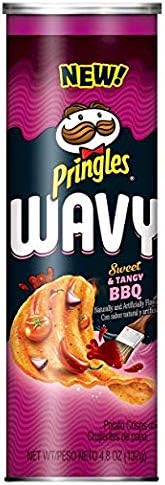 Pringles Wavy, Potato Crisps Chips, Sweet and Tangy BBQ, 4.8 oz (Pack of 2)