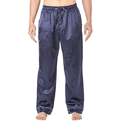 Noble Mount Mens Premium Satin Sleep/Lounge Pants - Dark Blue - Medium Cover