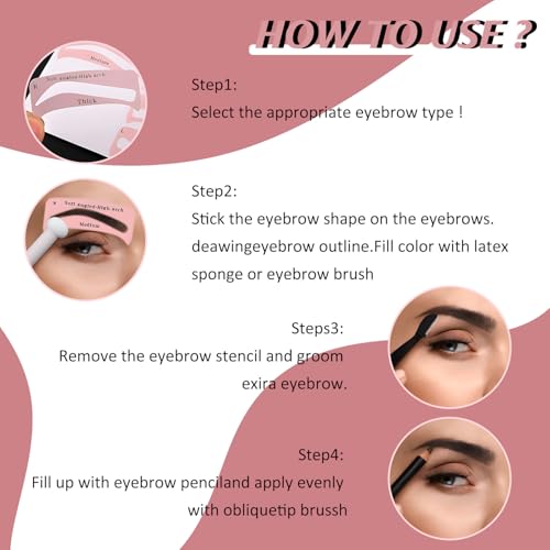 Image of TORMEN 48 PCS Eyebrow Stencil Kit for Women 24 Styles Brow Stencil toolBrow Shaping Templates with Strap Makeup Skin-Friendly Shaper Beginners Pros