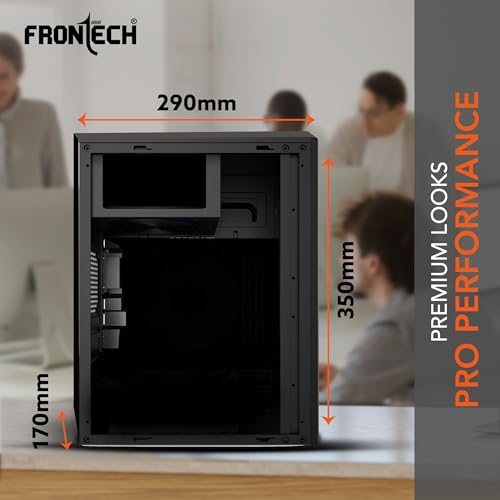 Image of Frontech Glory Compact Mid-Tower Computer Case | Silver Range | 2 x Front USB & Front Audio- Black (FT-4377)