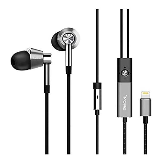 1MORE Triple Driver In Ear Headphones (Earphones/Earbuds) with Lightning Connector for Apple iOS with Compatible Microphone and Remote (Titanium)