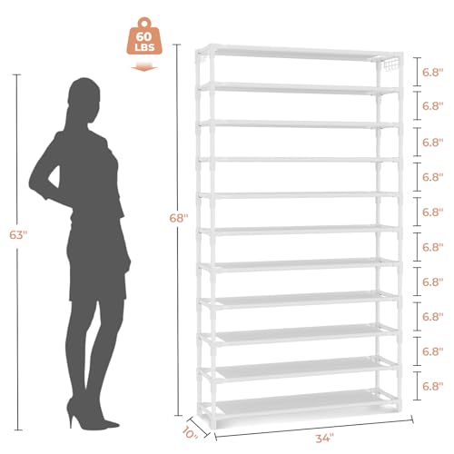 Zapatero de 11 niveles con 33% de descuento, capacidad para 55 pares