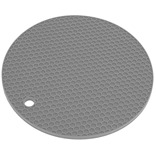 Qukaim Mantel individual de silicona de forma redonda, almohadilla aislante gruesa de grado alimenticio para horno microondas, accesorio de cocina gris, 30 cm de diámetro