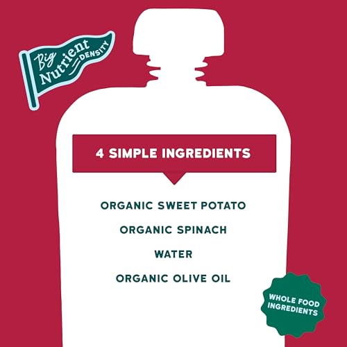 Image of Serenity Kids Organic Spinach Baby Pouches, No Added Sugar, 3.5 Oz, 12 Pack | Baby Food, Toddler Food Pouch, No Added Sugar Toddler Pouches, USDA Organic, Veggie First, 6M+, GMO-Free, Recycle After Use