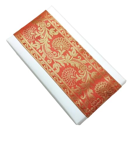 Image of Brocade Ethnic Work 9 Meter Laces and Borders Material for Dresses, Sarees, Lehenga, Suits, Blouses, Dupatta, chunri and Crafts (Orange)