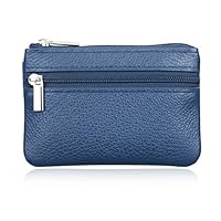 Hibate Super Mini Blau Leder Schlüsseletui Schlüsseltasche Klein für Herren Damen